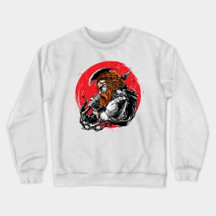 Viking Man with Red Moon Crewneck Sweatshirt